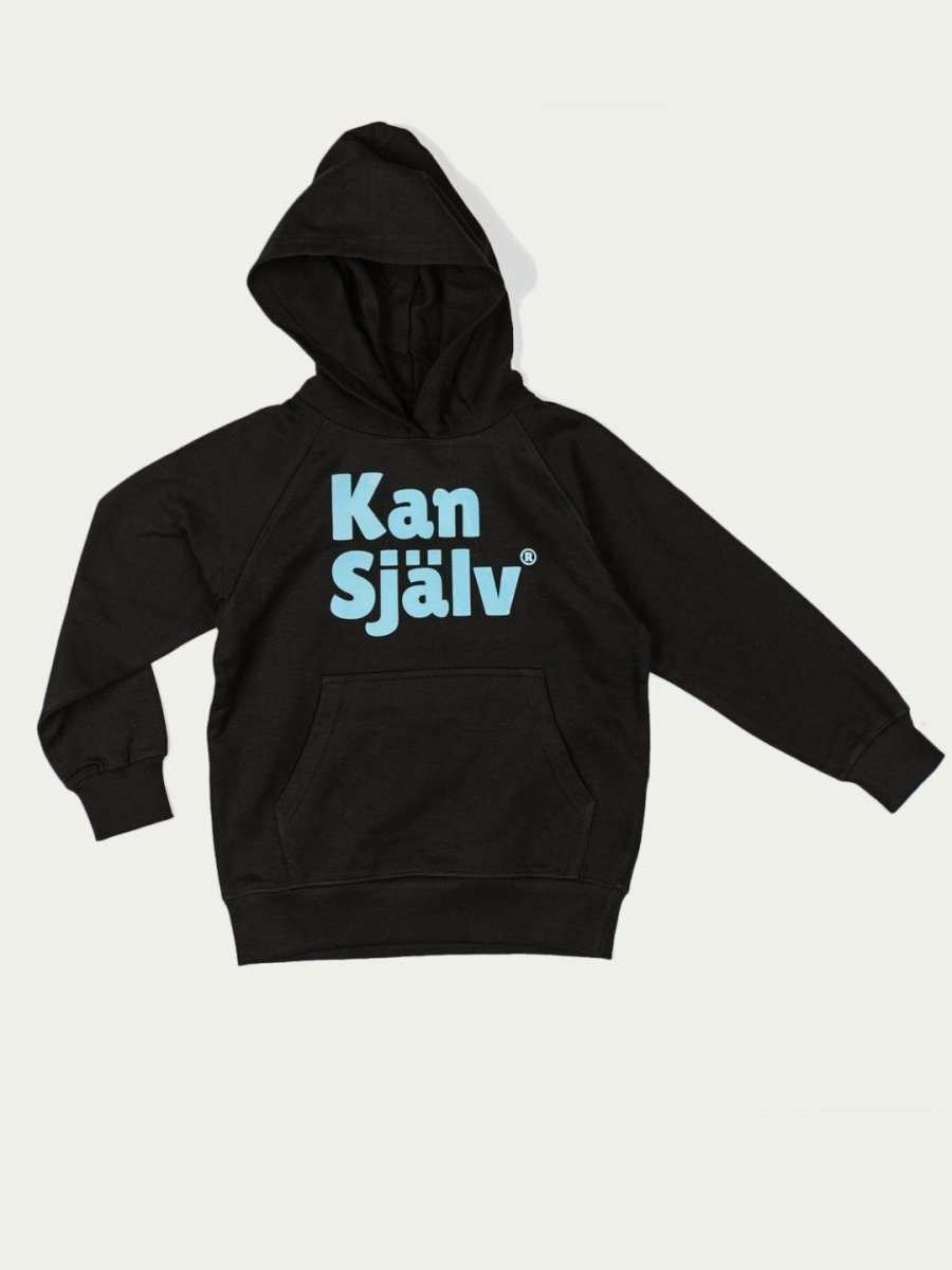 Kan Själv, huvtröja, blå flockad - Dropmerch