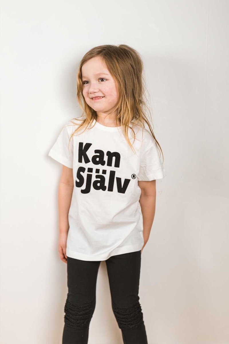 Kan Själv, t-shirt, vit flockad - Dropmerch