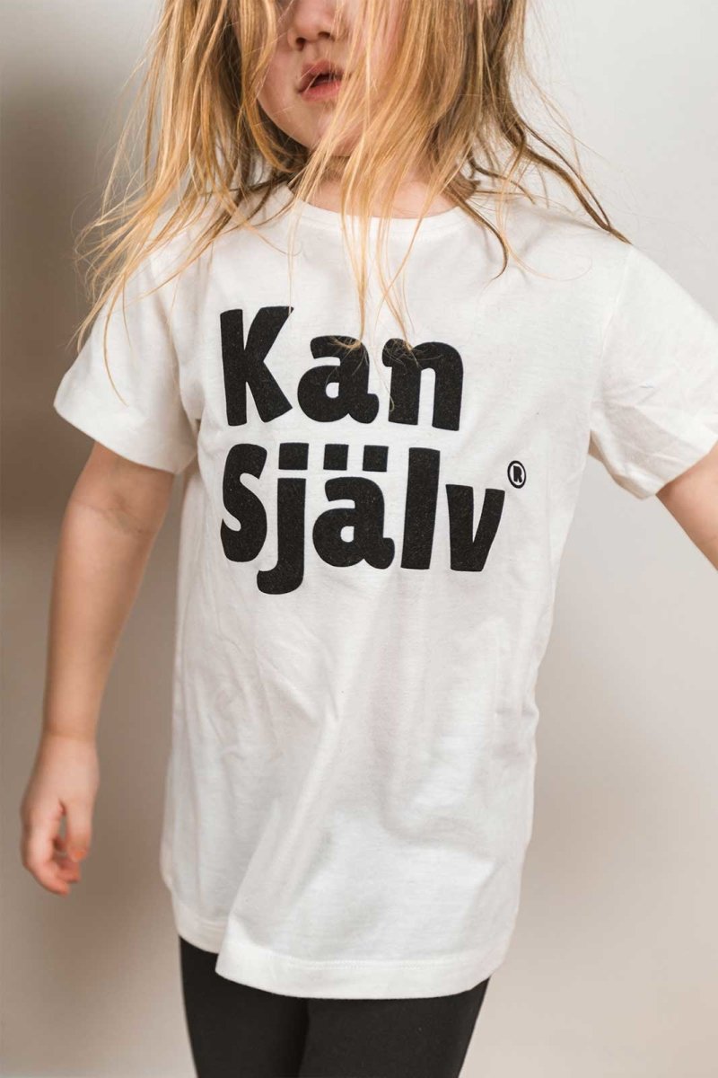 Kan Själv, t-shirt, vit flockad - Dropmerch