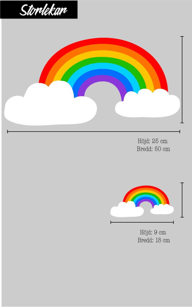 Väggklistermärken - Handritad regnbåge och moln - Dropmerch